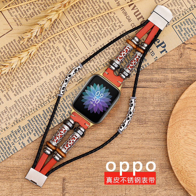 复古真皮精钢金属透气手表带