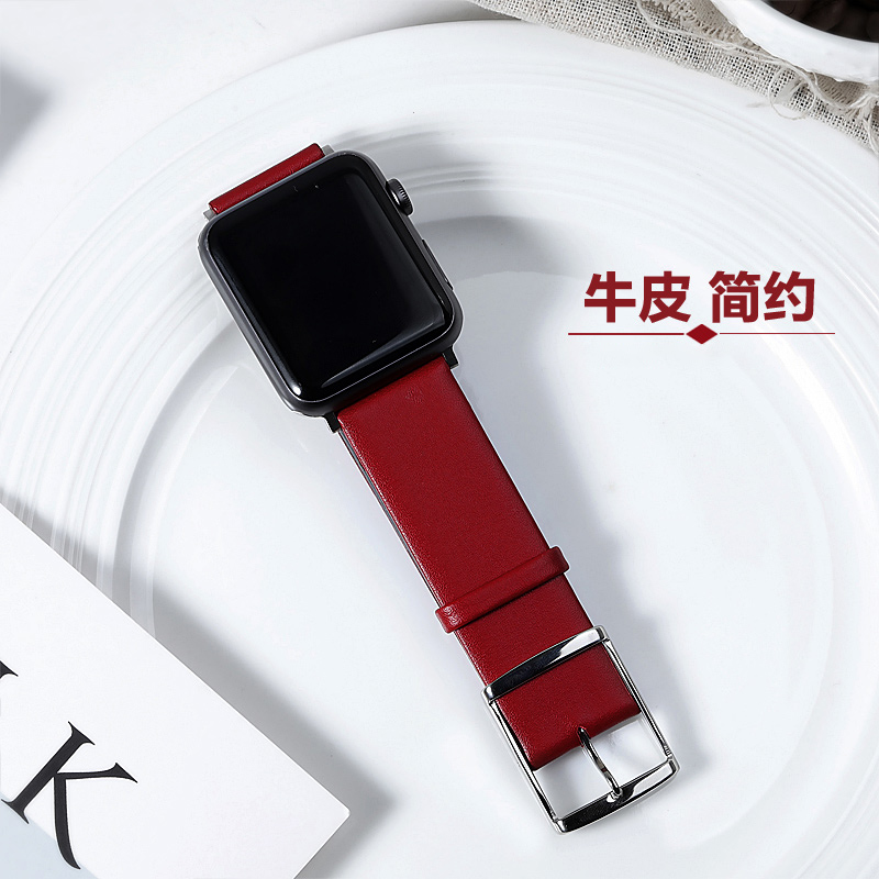 星图适用软简约牛皮applewatch45真皮手表带42mm38苹果iwatch12345678s男女40潮iPhone配件41创意高级ultra49 智能设备 智能手表手环表带/腕带 原图主图