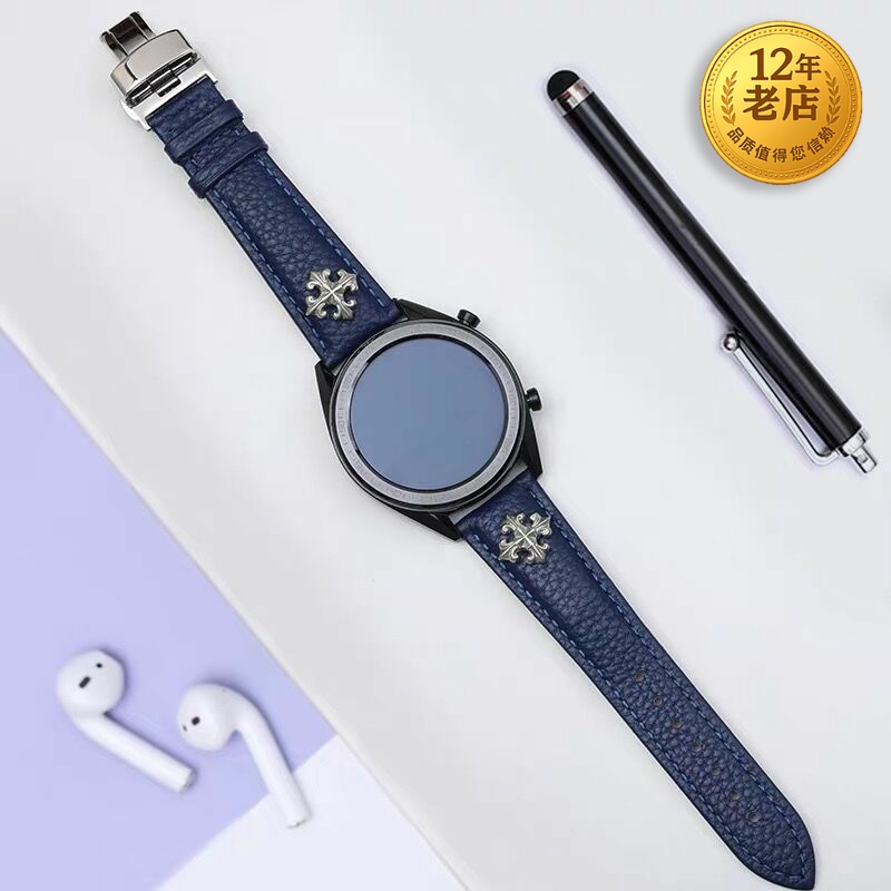 gt2e华为watch2快拆手表带amazfit软真皮Ticwatch荣耀三星4s3/42小米color41pro45magic/gtr/40mm保时捷ecg46