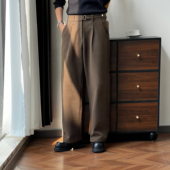 子男士 加厚款 2025新款 裤 秋冬毛呢裤 休闲西裤 直筒长裤 纯色垂感宽松
