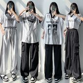 kpop女团演出打歌服穿搭银色表演啦啦队jazz爵士舞男女嘻哈街舞服