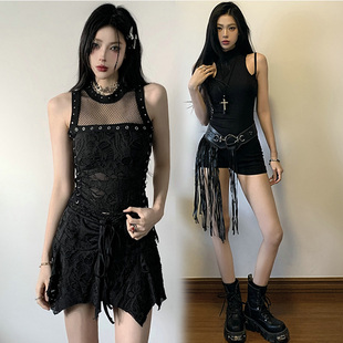 演出服女团暗黑风格网红主播爵士舞打歌服辣妹酷飒拽姐DS穿搭套装