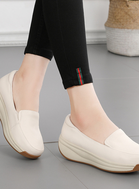 真皮牛筋底妈妈鞋皮鞋软底女鞋软面舒适女鞋头层牛皮羊皮摇摇鞋女