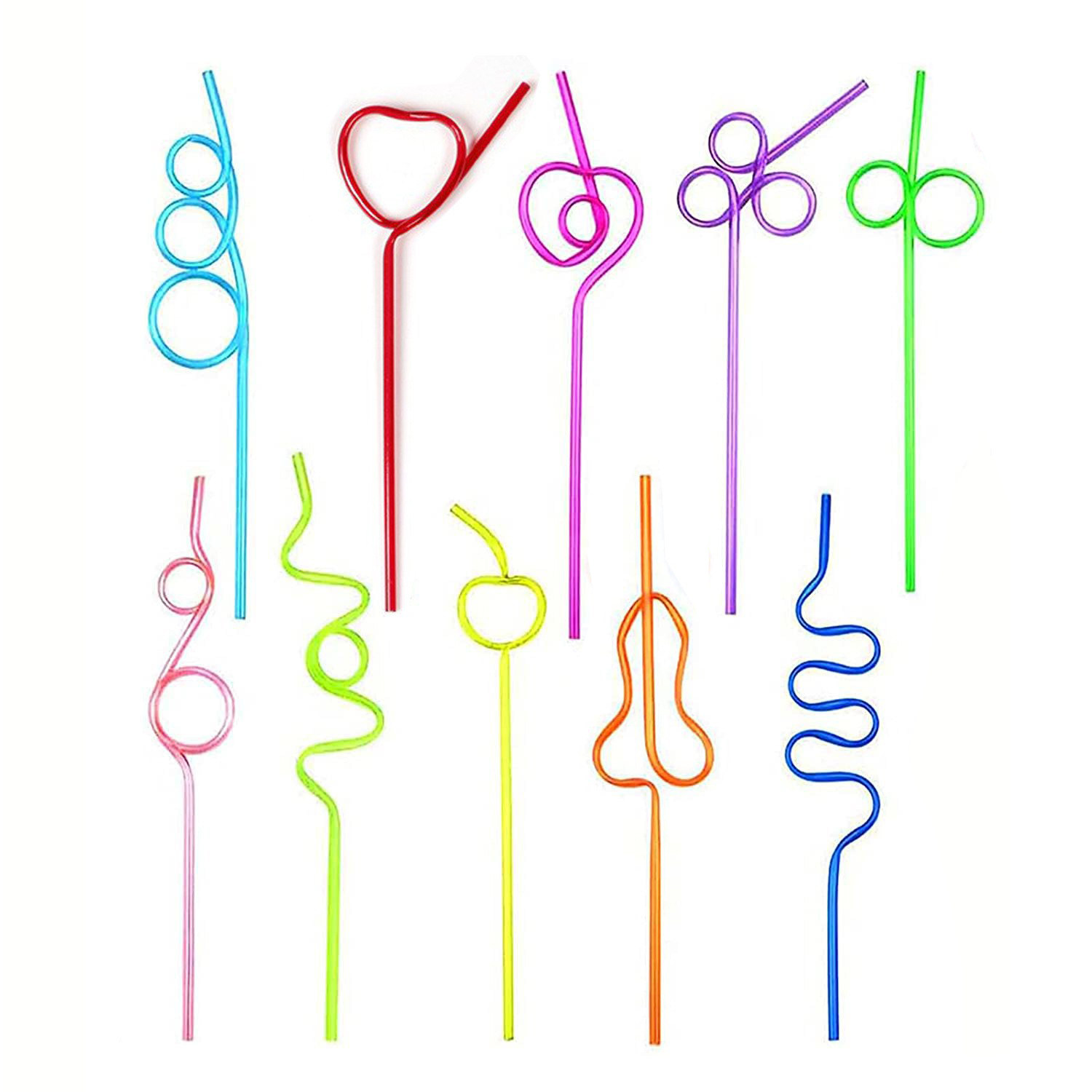 包邮5只装儿童可爱彩色塑料吸管一次性水晶夏季冷饮创意饮料吸管
