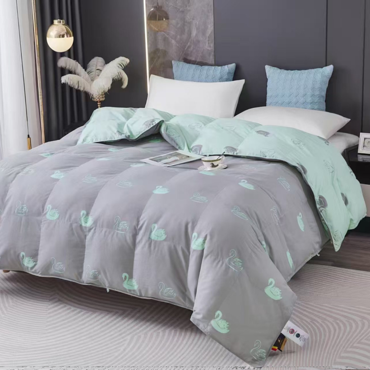 纯棉双层AB版羽绒被防钻绒加密