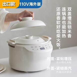 110V美规0涂层真陶瓷微压北美家用土锅3L出口小家电电饭锅电饭煲