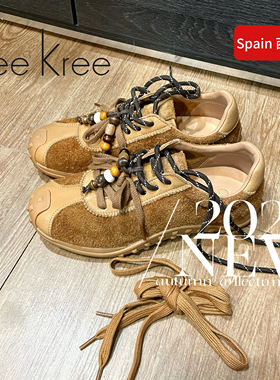 Cree kree西班牙2025新款复古德训鞋女平底休闲运动鞋