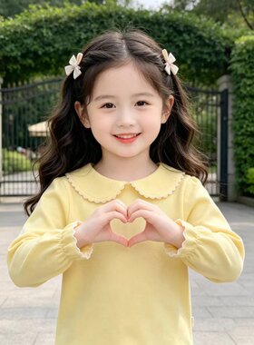 女童打底衫纯棉2026新款春秋小女孩宝宝T恤洋气长袖时尚韩版上衣6