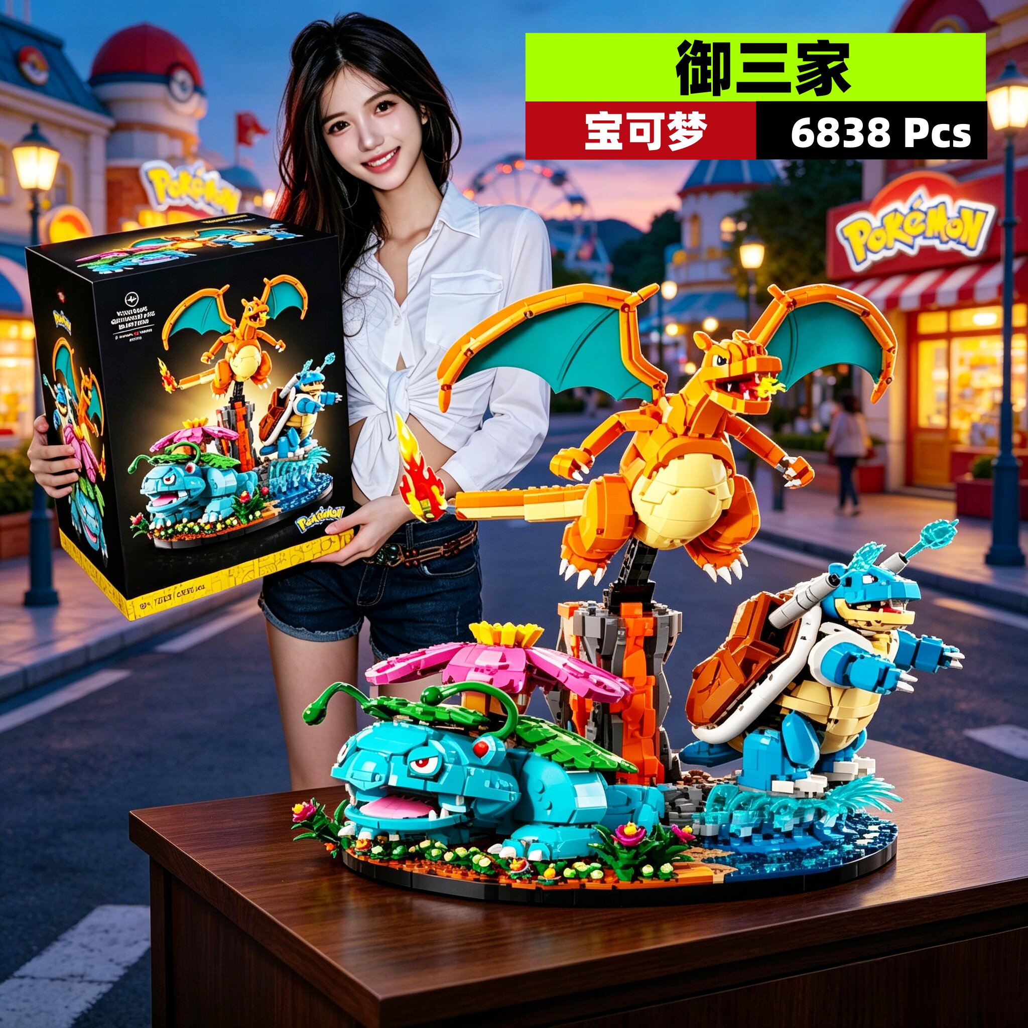 宝可梦御三家拼装积木玩具模型图片