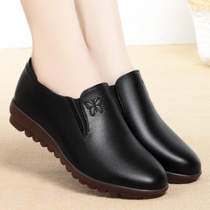 妈妈鞋春秋真皮老年鞋女软底中年女鞋舒适超软单鞋中老年女式皮鞋