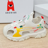 ABC包头凉鞋 超轻软底防滑休闲运动鞋 男童女儿童夏季 纽扣沙滩鞋