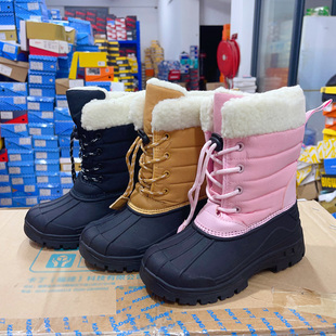 清仓外贸原单男女儿童棉鞋冬季加绒保暖靴子超轻防滑高邦童鞋