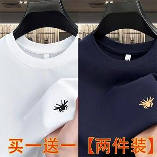 百搭上衣免烫透气休闲T恤潮 芸菲汇男装 情侣款 小蜜蜂刺绣短袖 夏季