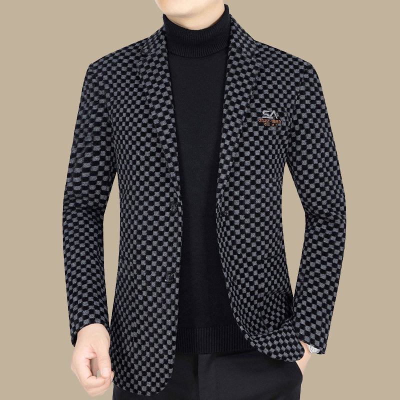 仲元时尚男士服装专卖店毛呢西服休闲大衣商务外套欧麦加绒爸爸装