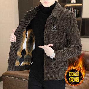 鼎燚逦男装秋冬飞行员外套高档男士翻领夹克加厚金貂绒毛呢大衣潮