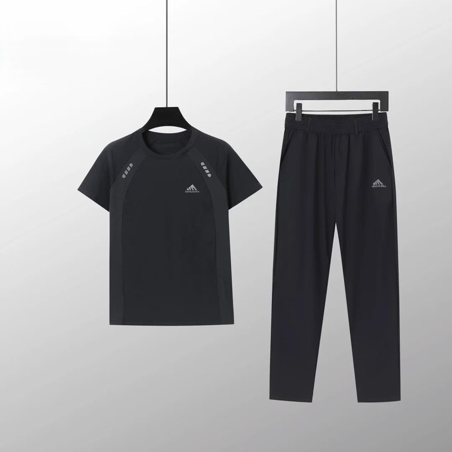 点击率男装专卖店呼吸网眼套装2026夏季新款两件套速干短袖长裤子
