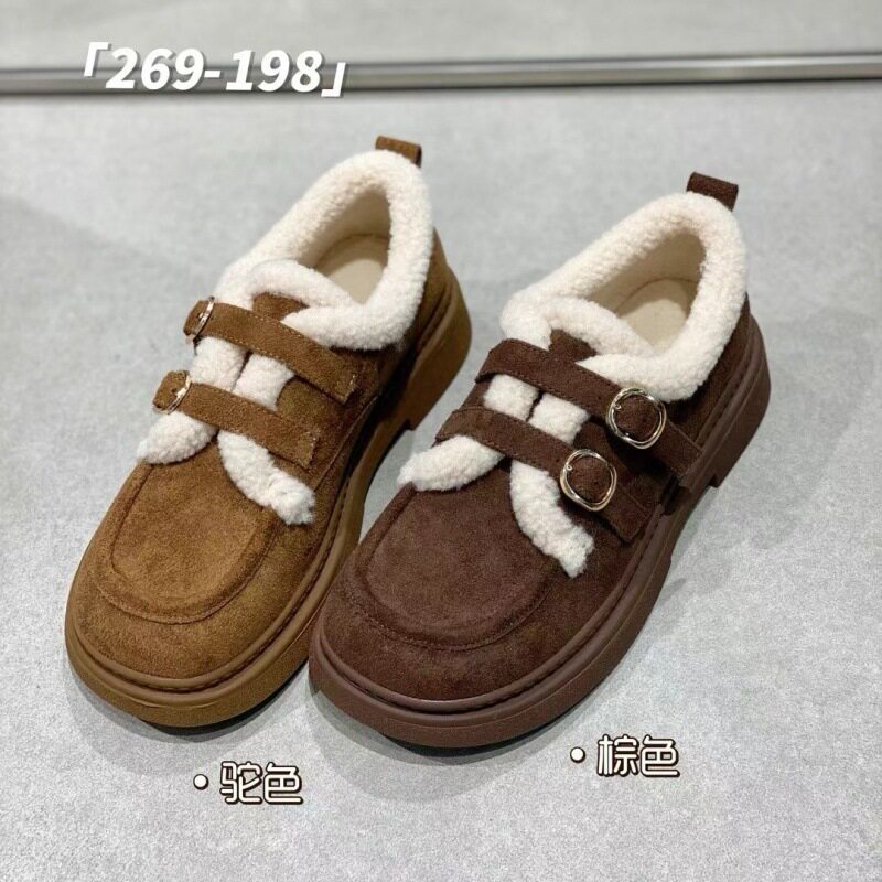 IG莱熙妮复古勃肯鞋绒里保暖棉鞋女冬季女鞋搭扣休闲舒适百搭板鞋