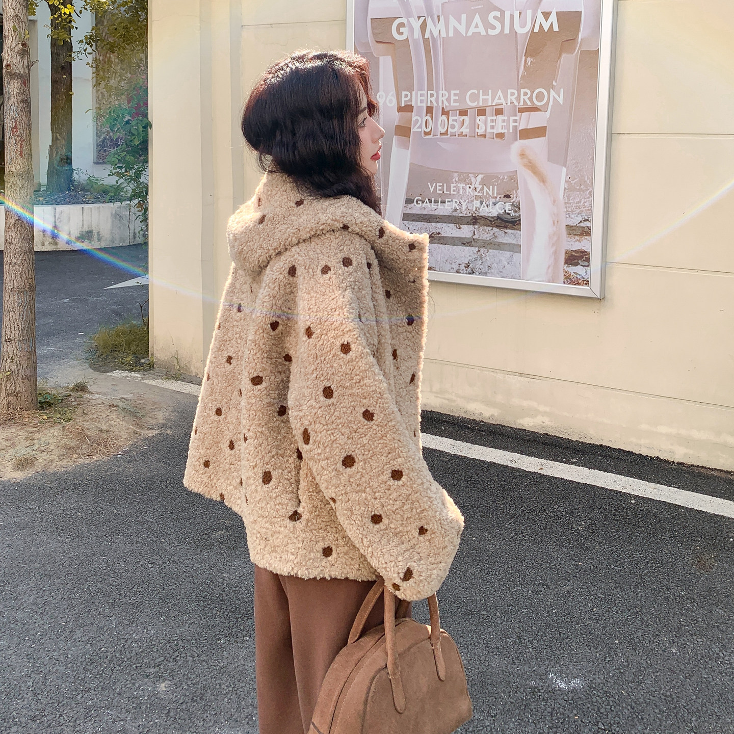 【】新品2D033-Y908-P205-K308波点连帽羊羔毛外套，女装棉衣/棉服，2D033