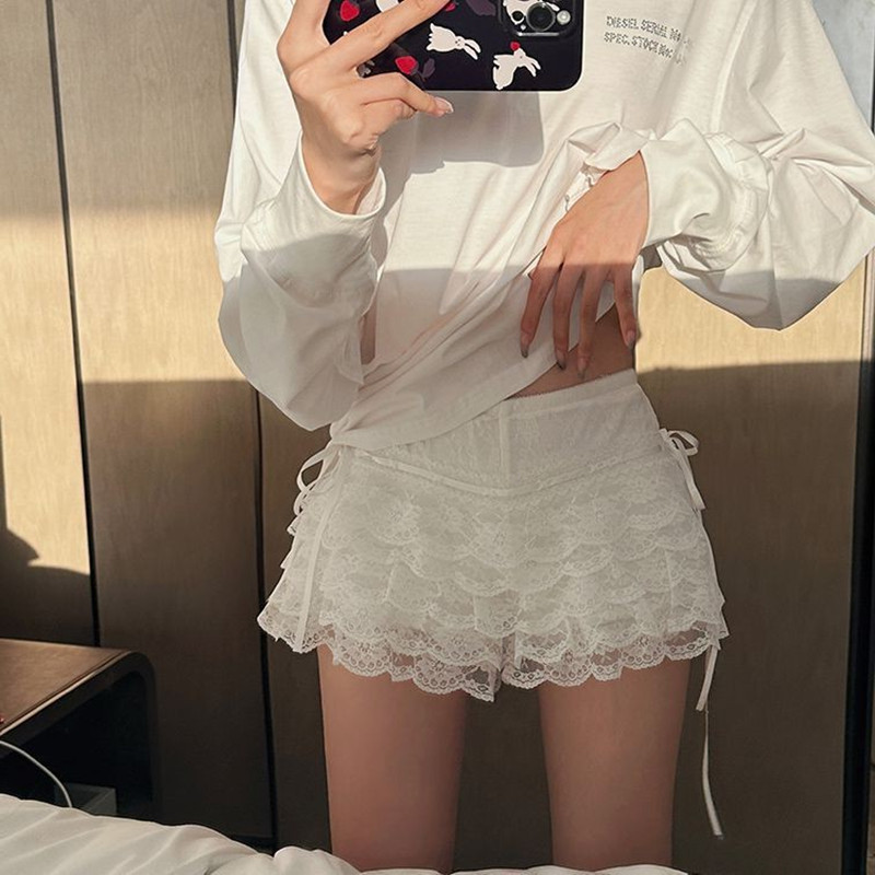 JK防走光白色蓬蓬裙女