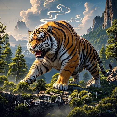 霸气猛虎上山聚财招财镇宅墙贴爆款客厅卧室玄关风水画不干胶贴纸