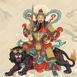 正财神赵公明真君黑虎招财画贴纸新款喜庆贴墙卫生间不干胶贴纸