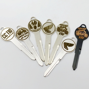 适用本田幼兽CC110摩托车钥匙胚纯金属机械钥匙改装白铜可定制