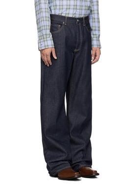 2024原牛深蓝色2021M复古经典宽松牛仔裤高街直筒Cleanfit长裤