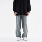 FLY 男 百搭宽松阔腿裤 OFF复古水洗做旧牛仔裤 oversize坠感慵懒裤