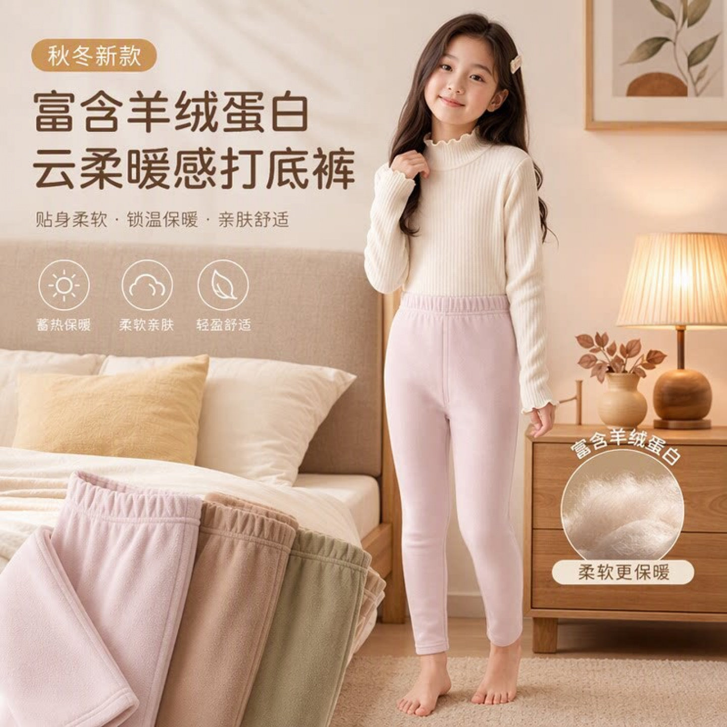 女童薄保暖打底裤3142