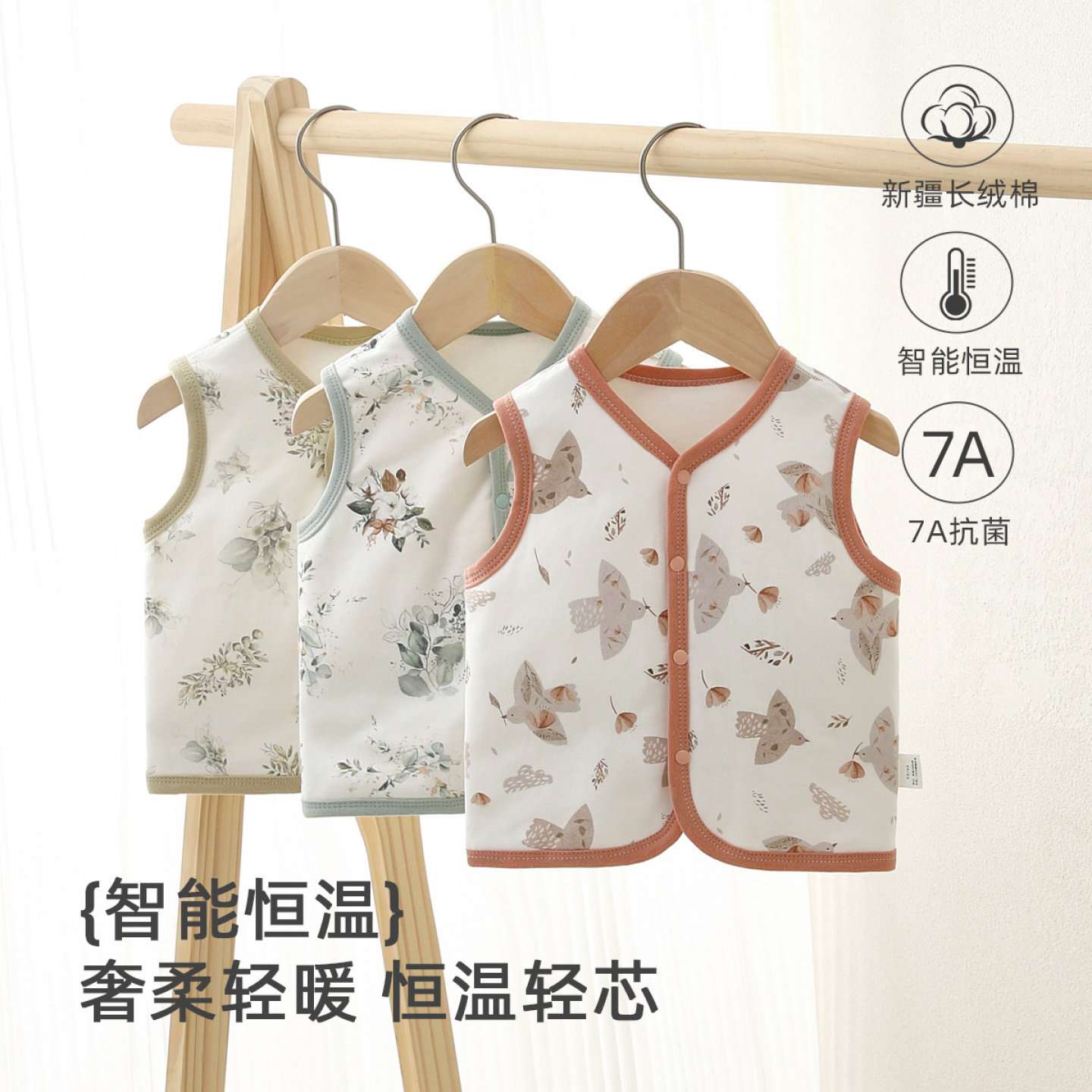 新生儿纯棉夹棉保暖背心