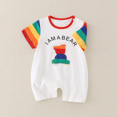 夏季新款婴儿纯棉短袖爬服连体衣
