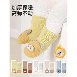 宝宝地板袜秋冬纯棉加厚新生婴儿袜子中筒防滑隔凉加绒室内学步