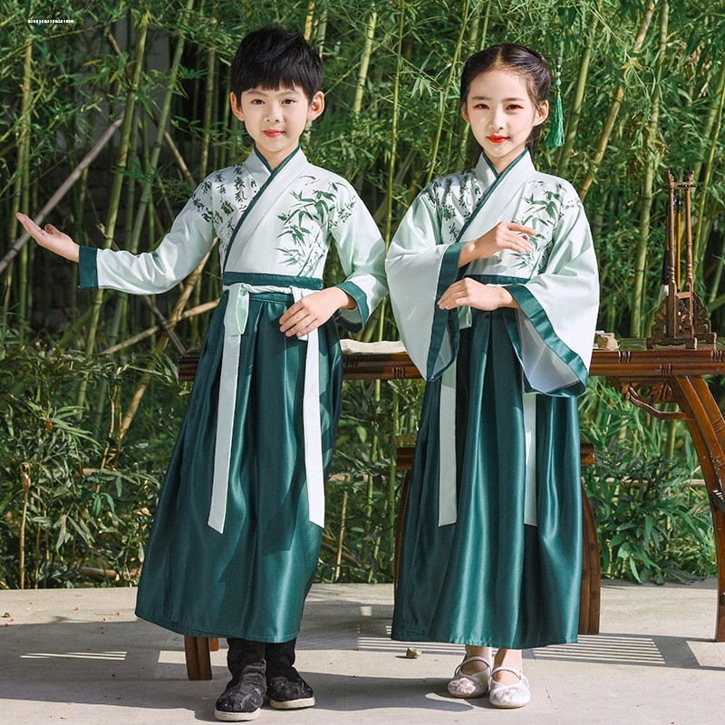 어린이 HANFU 봄과 가을 의류 소년의 중국 스타일 당나라 정장 드레스 소녀의 고대 의상 유치원 중국 연구 고대 스타일의 공연 의상