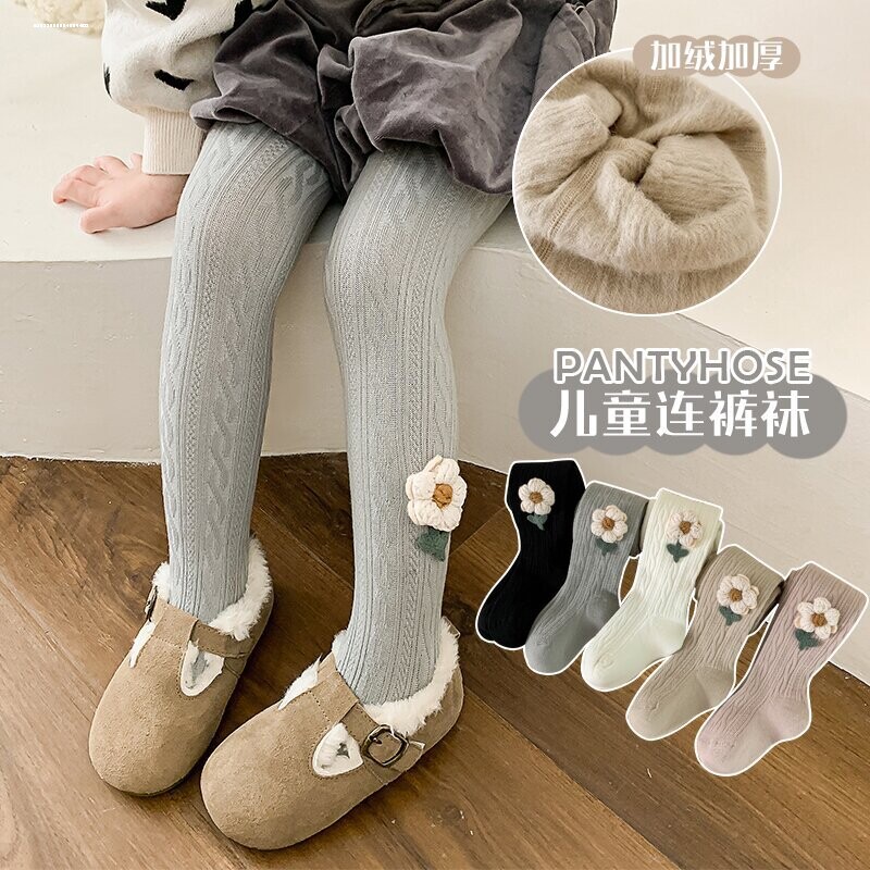 女童打底裤春秋外穿儿童纯长裤女宝宝中小童秋装3-10岁韩版刺绣