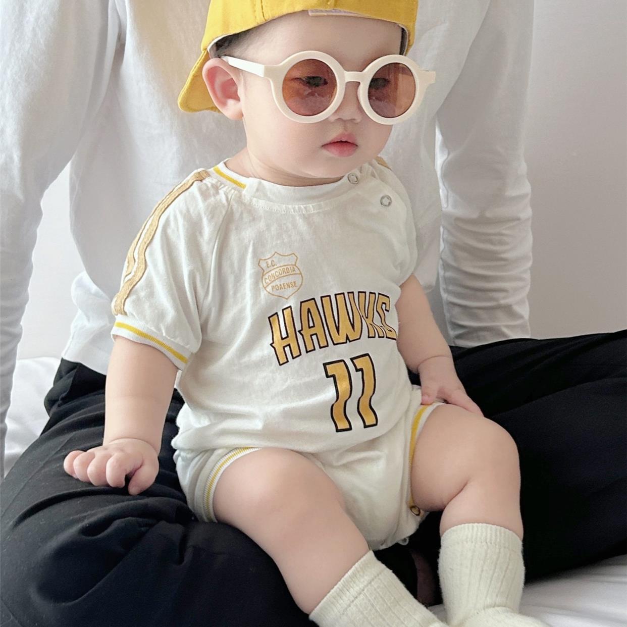 韩版婴儿连体衣服夏季男