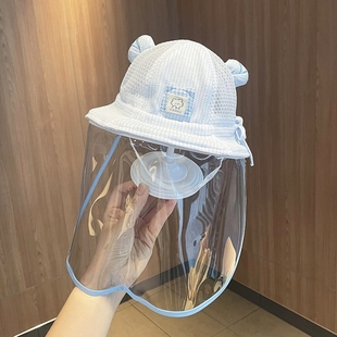 小月龄宝宝防护帽外出帽子厚款新生婴儿防疫面罩0到6月防病毒专用