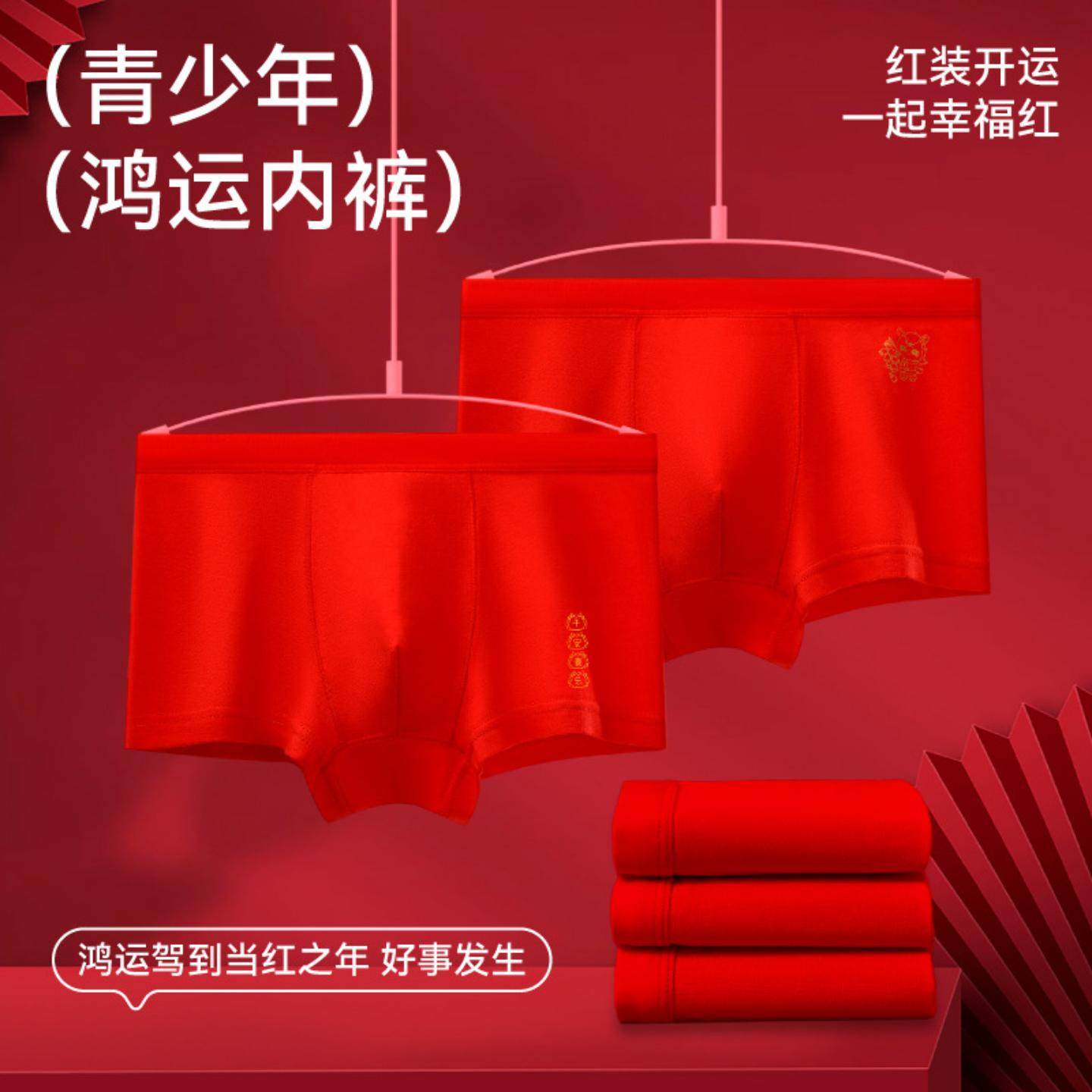 儿童红内裤男童纯棉新年四角裤中大童男孩马年本命年红色平角短裤,女士内衣/男士内衣/家居服,男平角内裤,淘宝优惠券,粉丝福利购,淘宝优惠卷