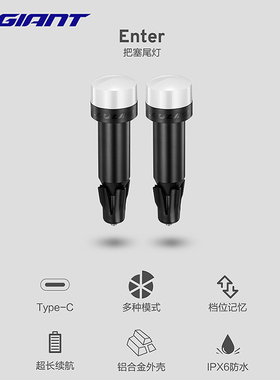GIANT捷安特Enter把塞车尾灯IPX6防水RGB高亮灯珠档位记忆长续航