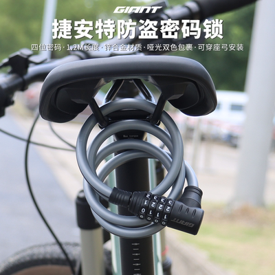 GIANT捷安特CIRCODEX LOCK防盗密码锁四位密码钢缆锁拼色加长圈锁