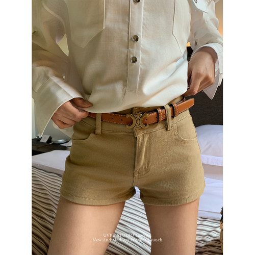 UVPU卡其热裤女老钱风显瘦百搭