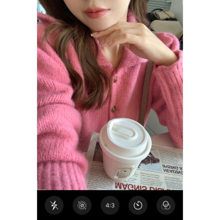 UVPU树莓粉针织开衫女2022秋款V领甜美花边长袖短款毛衣