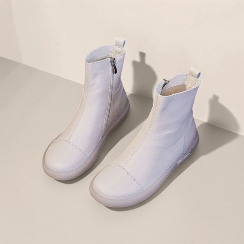 真皮马丁靴女平底真皮2025秋冬