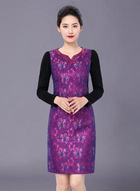 中年妈妈洋气连衣裙大码国际品牌春秋冬高端50岁正品气质高贵裙子