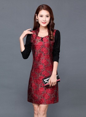 中年连衣裙春秋洋气50-60岁高级感品牌妈妈高端气质蕾丝真丝裙