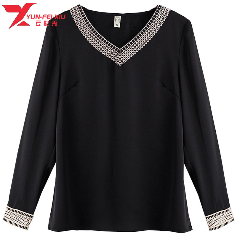 大码女装胖mm拼接V领撞色洋气2020冬季新品200斤宽松百搭遮肉上衣