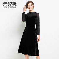 Phụ nữ size lớn 2019 đầu thu mới che bụng khảm váy người phụ nữ mập mạp gầy gò ngoại quốc siêu mỏng - Cộng với kích thước quần áo áo thun nữ tay dài