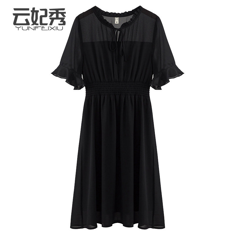 法式时尚洋气大码宽松百搭胖妹妹显瘦遮肚子2020夏季新款连衣裙潮