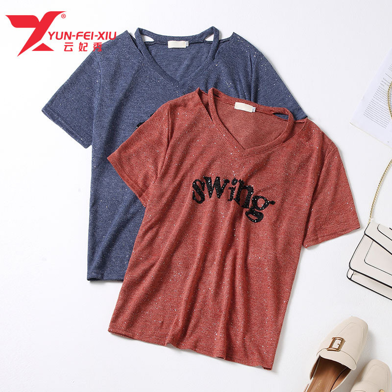 韩版时尚大码宽松百搭印花烫钻上衣胖MM显瘦遮肉2020夏季新款T恤