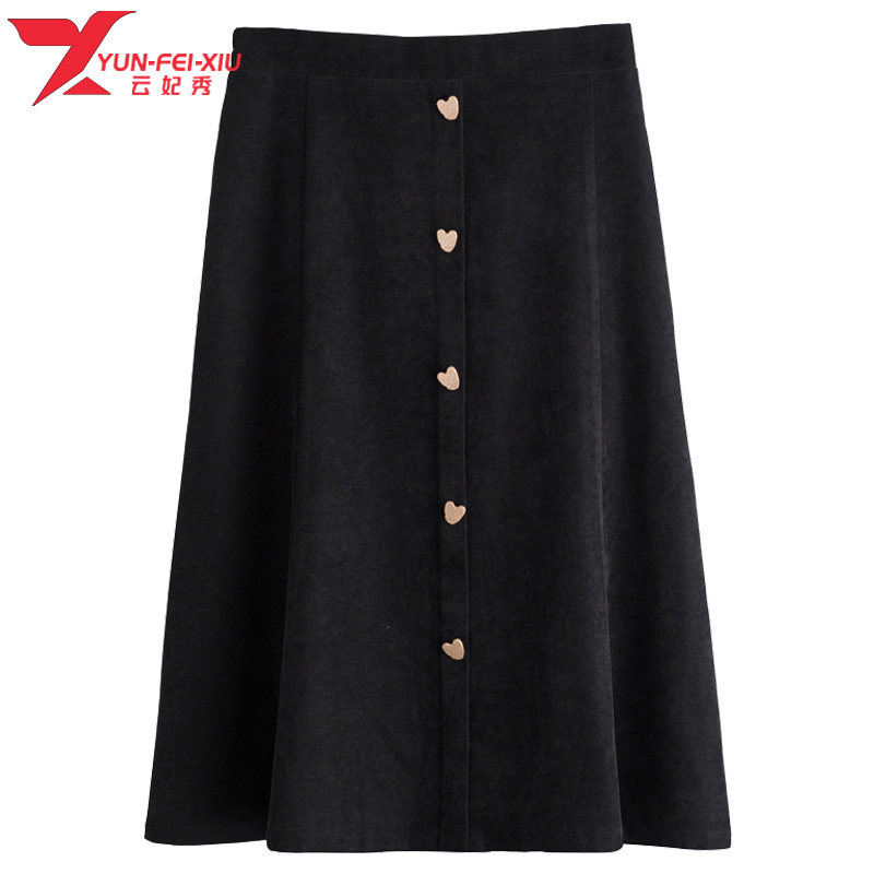 初秋新款时尚百搭宽松显瘦半身裙微胖女孩遮肚遮臀a字大伞裙潮