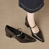 玛丽珍复古高跟鞋 女不累脚 尖头浅口巨好看单鞋 女粗跟2026新款 春款